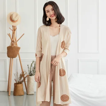 

Long Kimonos Cardigan for Women 2019 Summer Ladies Knitted Solid Casual Sweaters Cardigans Outerwear Thin Medium-Long Cardigan
