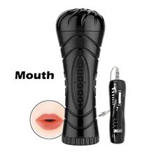 Big Size Masturbation Cup For Men 7 Speed Vibrating Mouth/Anal/Vagina Male Masturbators Adult Novelty Oral Sex Doll Pussy Toy