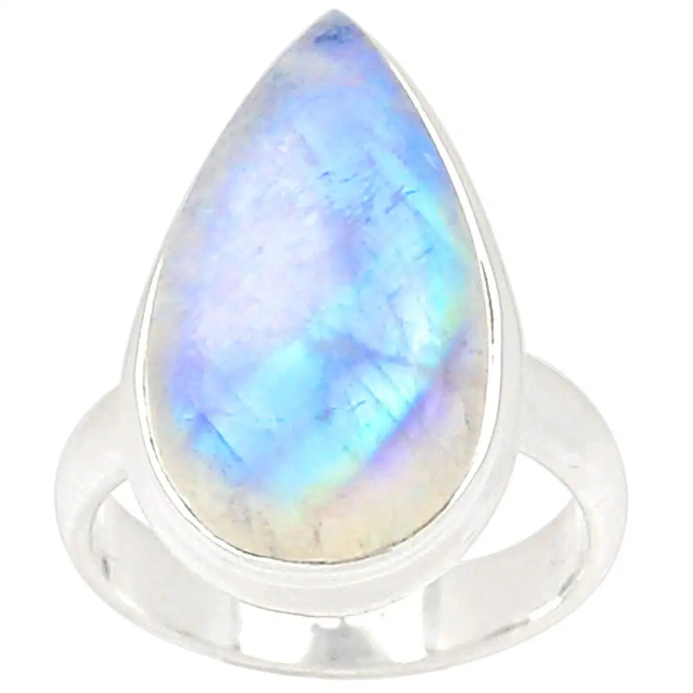

NiaoZaiFei YunZaiKan Genuine Blue Fire Moonstone Ring 925 Sterling Silver,USA Size :7.5, MHBAR3992