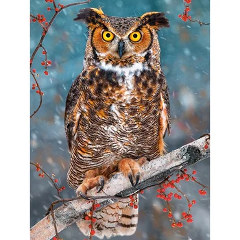 

YIKEE diamond painting owl round rhinestone Full Drill Diamond Embroidery Sale Handmade Wall Decor Mosaic Crystal h1204