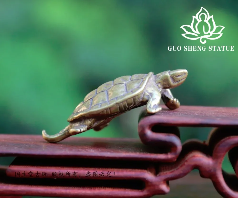 5 CM Chinese 100/% Pure Bronze Buddhism Fengshui Animal Tortoise Turtle Statue