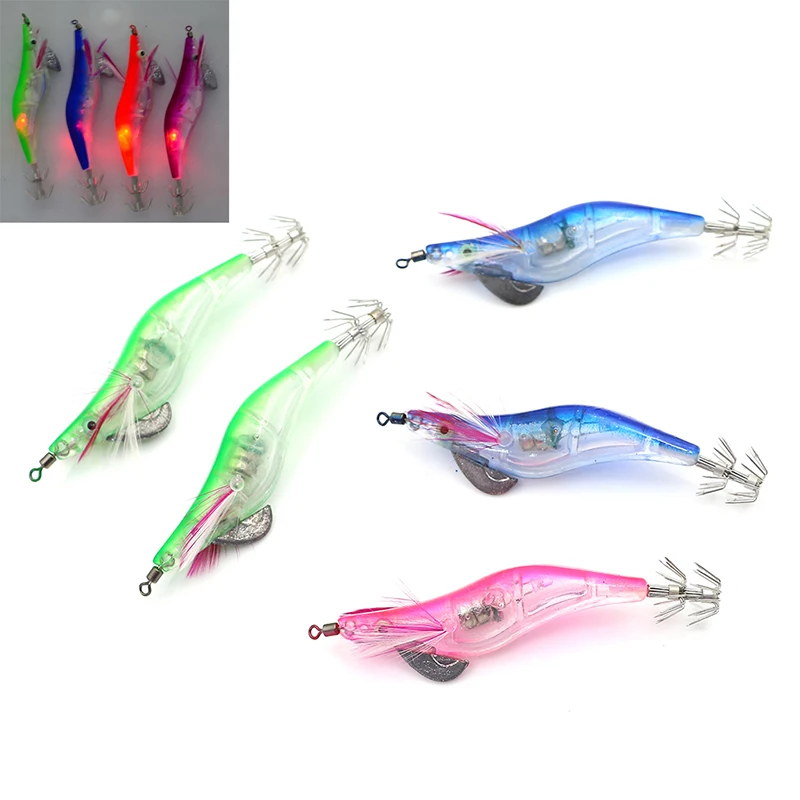 NEW LED Electronic Luminous Shrimp Squid Night Fishing Squid Jigs Lure Bass Bait Fish Tackle Equipment Wobbler Fishing Acc