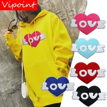 embroidery chenille heart patches for jackets,love heart badges for jeans,heart applique,A470 heart