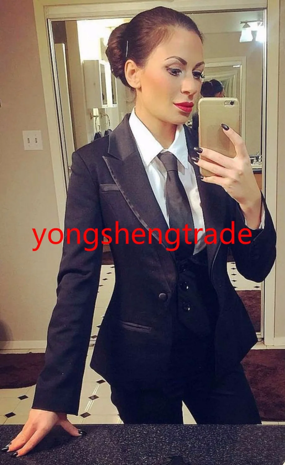 

Custom Made Women Business Suit 3 pieces JAKCET+PANTS+VEST Work Wear Tuxedo 170