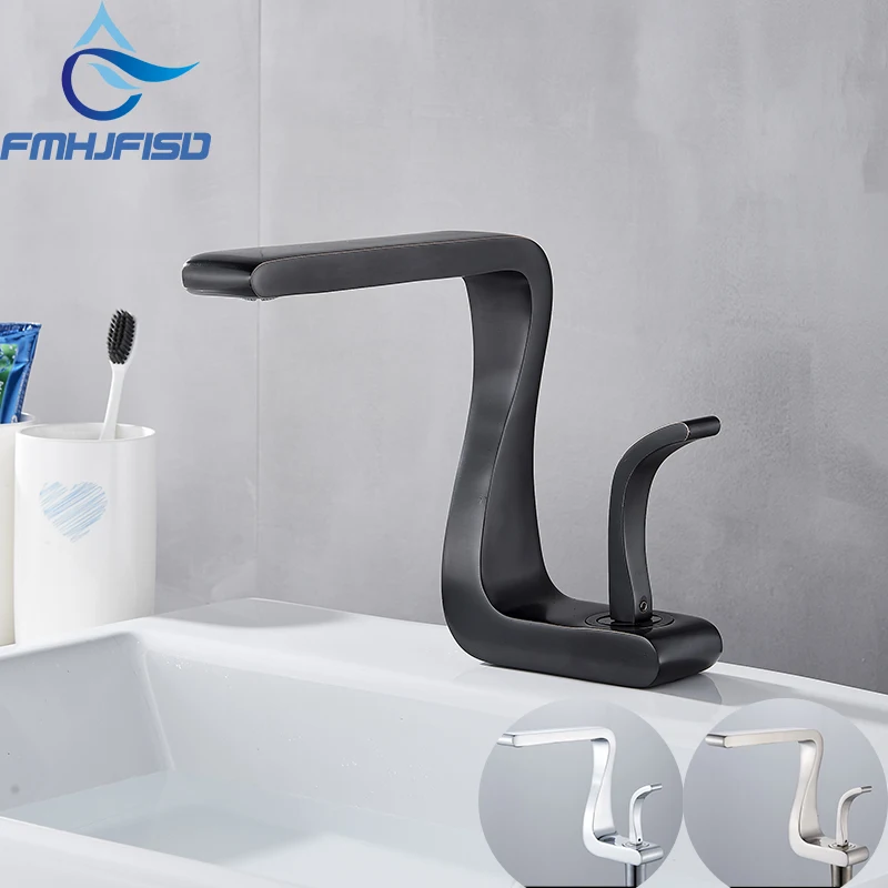 

FMHJFISD Basin Faucet ORB Brass Hot and Cold Single Handle Basin Mixer Tap Deck Mounted Bathroom Faucets Sink Faucet