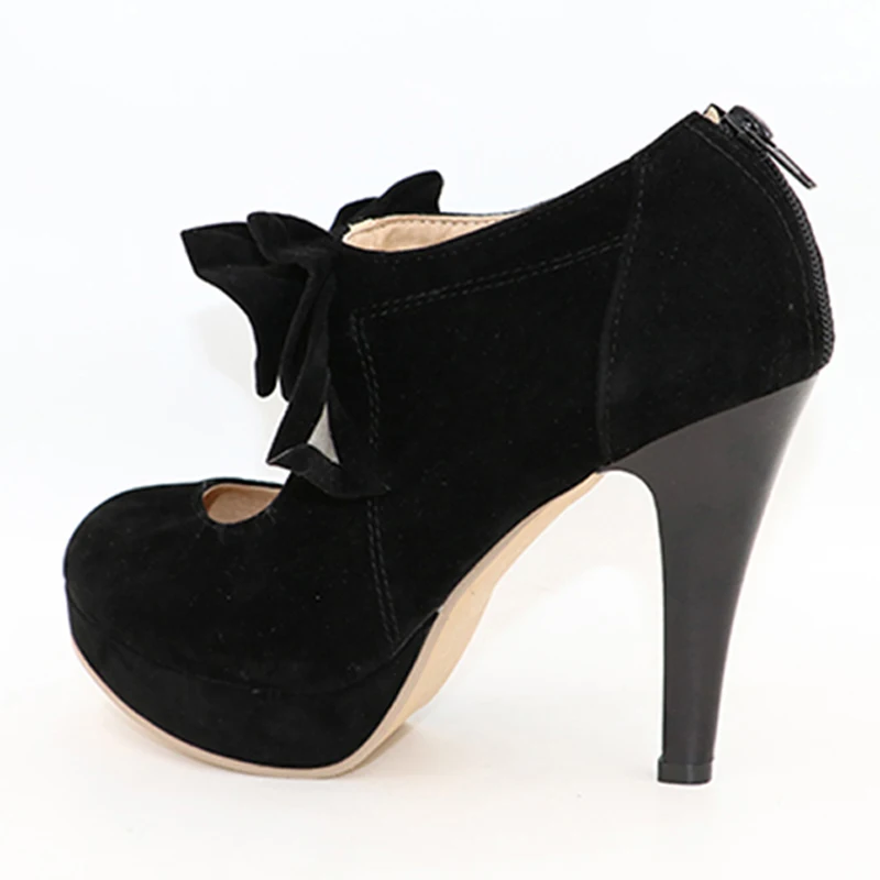 TAOFFEN Dropship Plush Size 30-47 Women High Heel Pumps Bowtie Platform Shoes Ladies Sexy Thin Heels Shoes For Women Footwear
