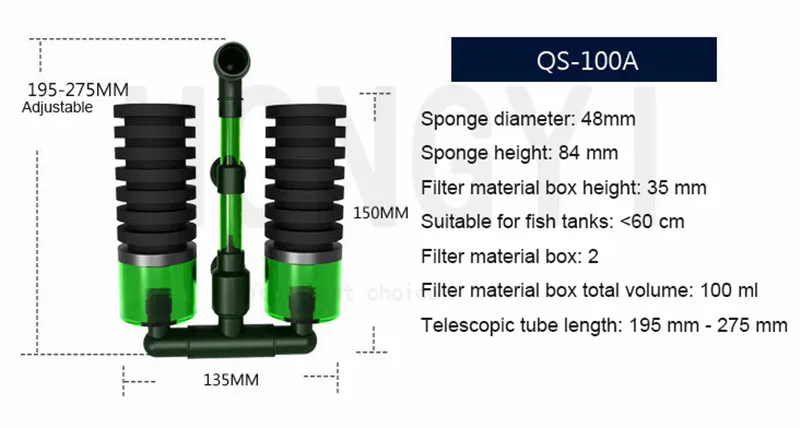 Пневматический биохимический фильтр всасывание для туалета Керамика аквариум фильтр QS-100 QS-200 QS-100A QS-200A