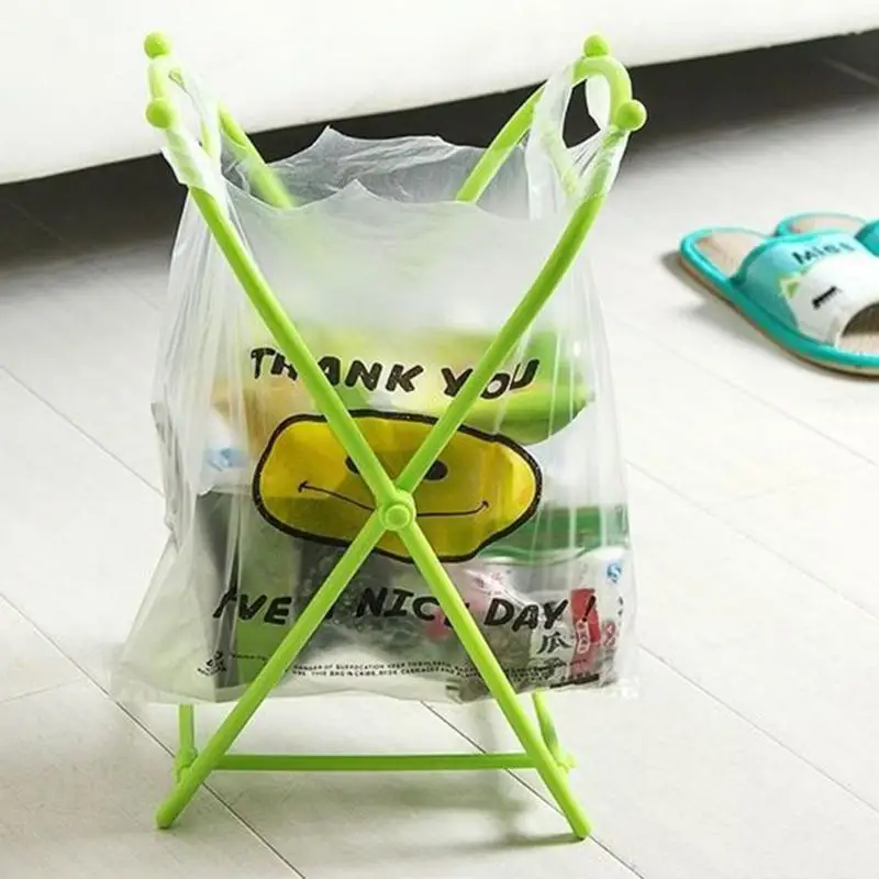 X type Folding Trash Can Plastic Trash Bag Holder Garbage Bag Rack Home