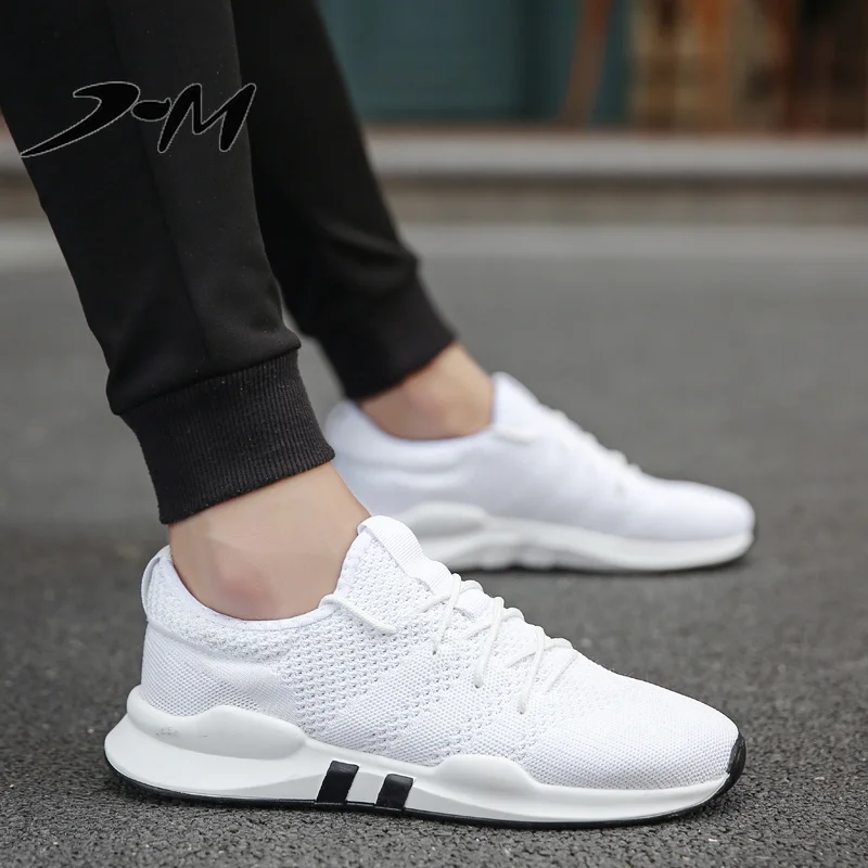 

JiMing Fly Weaving White Vulcanized Shoes Men Brand Designer Breathable Sneakers Men Shoes Lightweight Walking Male Footwear