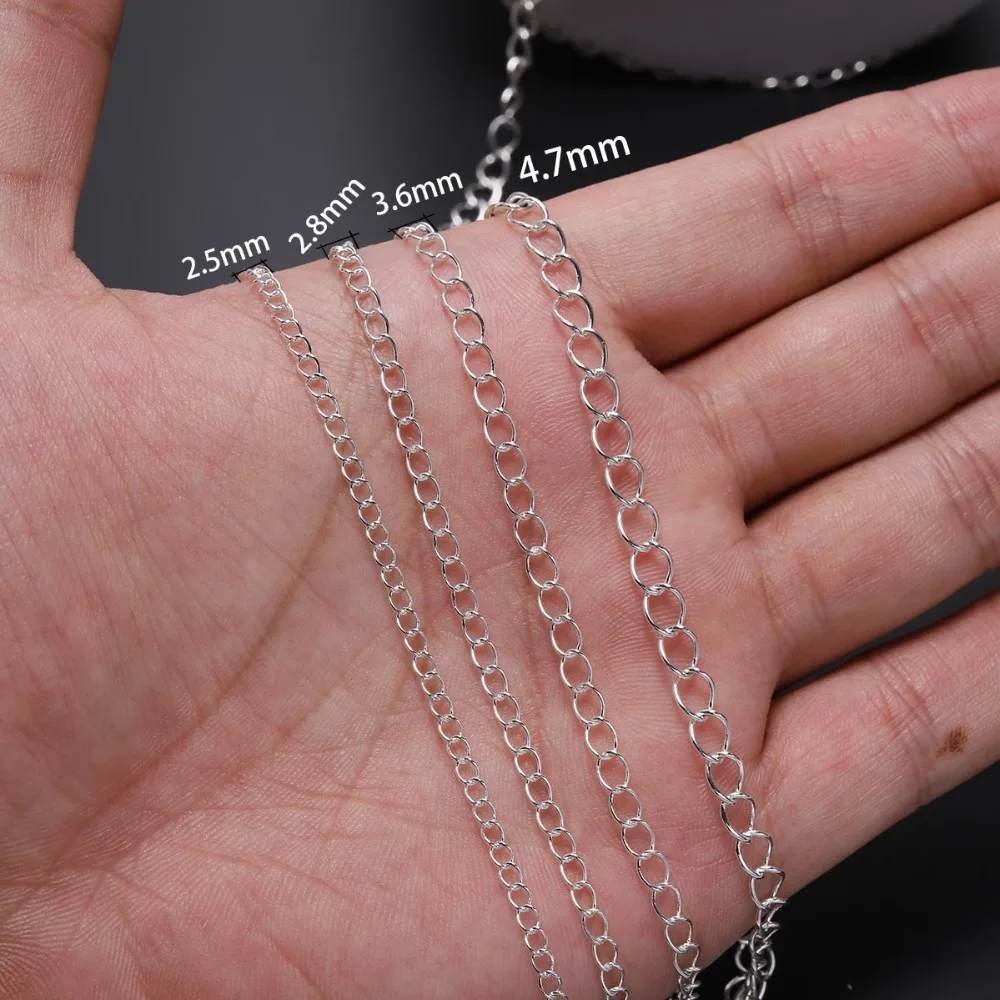 5 м/лот 2,5-4,8 мм позолоченное серебро звено веревки цепи ожерелье поставки DIY для латуни объемная цепь ювелирных изделий Аксессуары