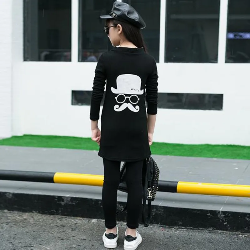 Girls Letters Cartoon Print 3 Pieces Set Children's Sports Suit 4