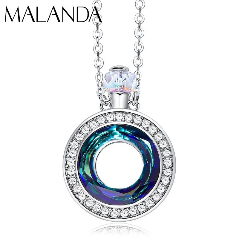 Malanda Новая мода флаконы духов ожерелья для женщин круглые кристаллы от SWAROVSKI Ожерелья Тела Свадебная вечеринка ювелирные изделия подарок - Окраска металла: Platinum plating