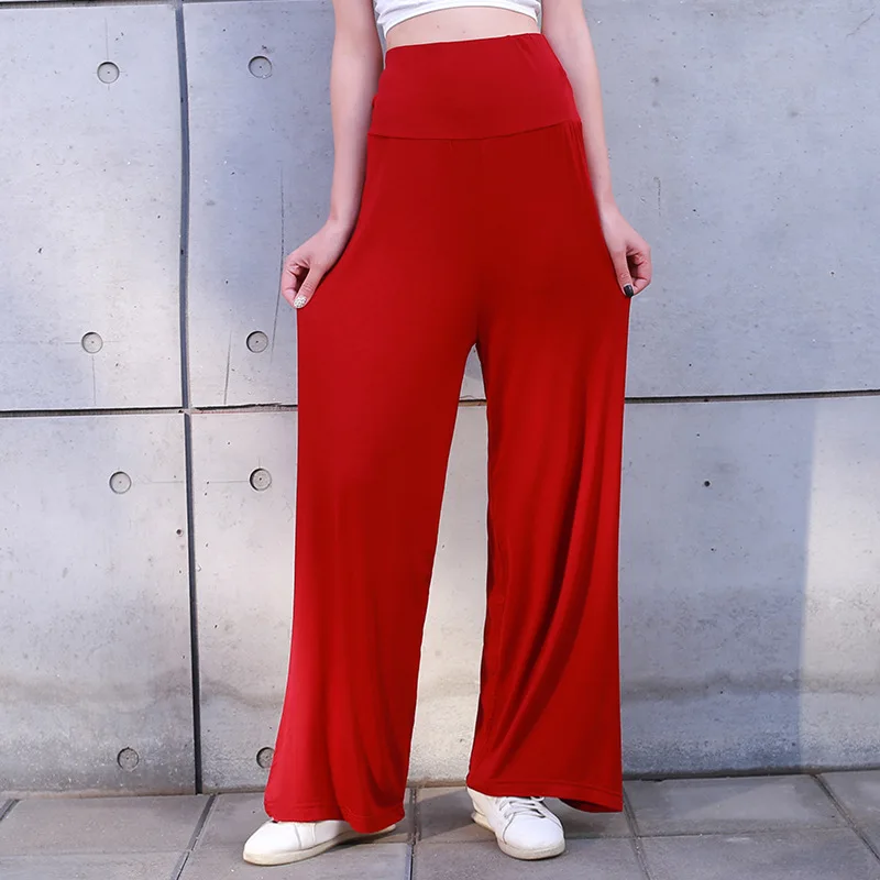 2019 spring summer new plus size modal wide leg pants casual female 100kg loose high waist home pants sleep bottoms pants soft