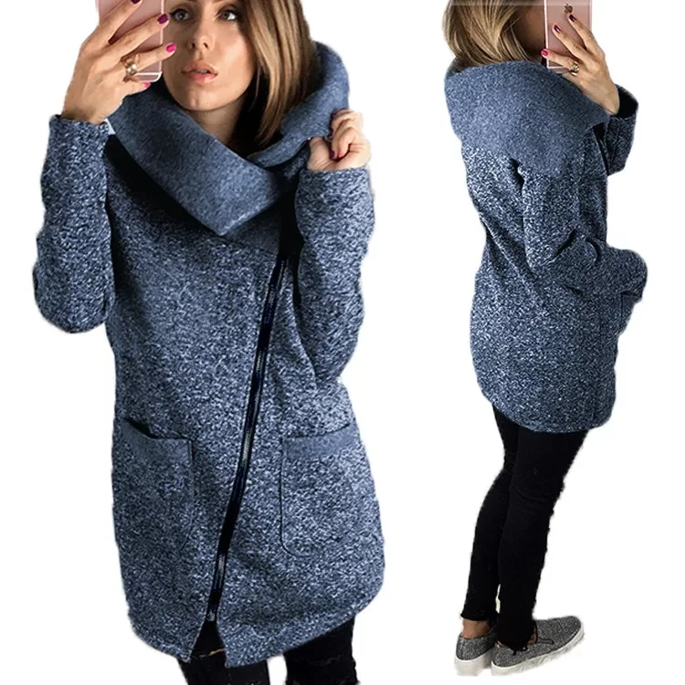 

Yaxez 2018 Fashion Women Outwear Long Sleeve Diagonal Zipper Pocket Coat Ladies Casual Jacket Plus Size 5XL Plus Velvet Outwear