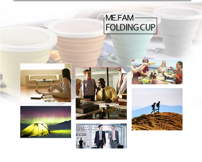 Folding Cup 270ml Outdoor Folding Coffee Cup Travel Mini Coffee Cups With LanyardLid Retractable Travel  Portable Gargle Cup (18)