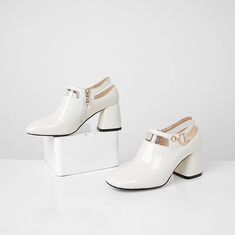 ISNOM/женские туфли-лодочки на Высоком толстом каблуке; обувь из ПВХ с квадратным носком; женская обувь на высоком каблуке; модная женская обувь из лакированной кожи; сезон весна