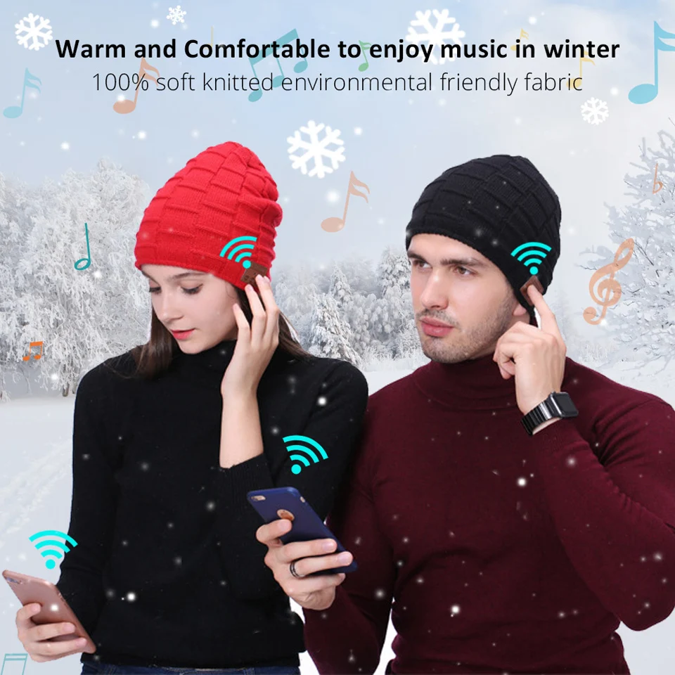 Беспроводные наушники Bluetooth шапка зимняя вязаные Спортивная гарнитура с