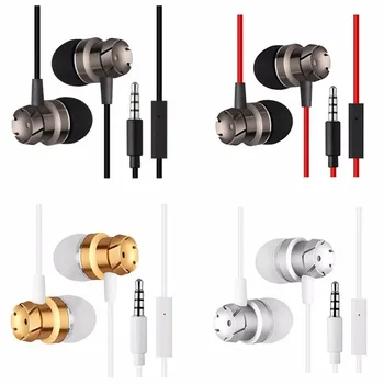 

3.5MM In-ear Earphones With Mini Microphone Control Metal Stereo Super Bass Earphone For MP3 Mobile Phones PC Tablets With Mic