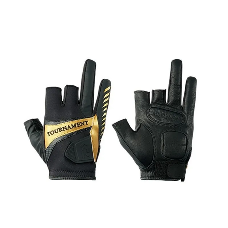 Tanie 2018 najwyższej jakości prawdziwa skóra jagnięca rękawice wędkarskie wodoodporne wędkowanie DAIWA 3 palce rękawiczki wędkarskie pół palca rękawiczki