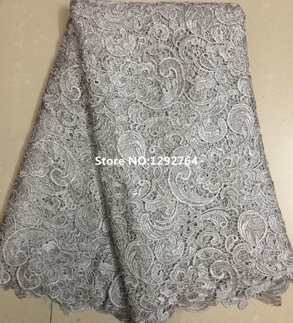 

free shipping! on hot selling! grey color flower pattern,guipure lace Embroidery, beautiful African lace fabric for women dress