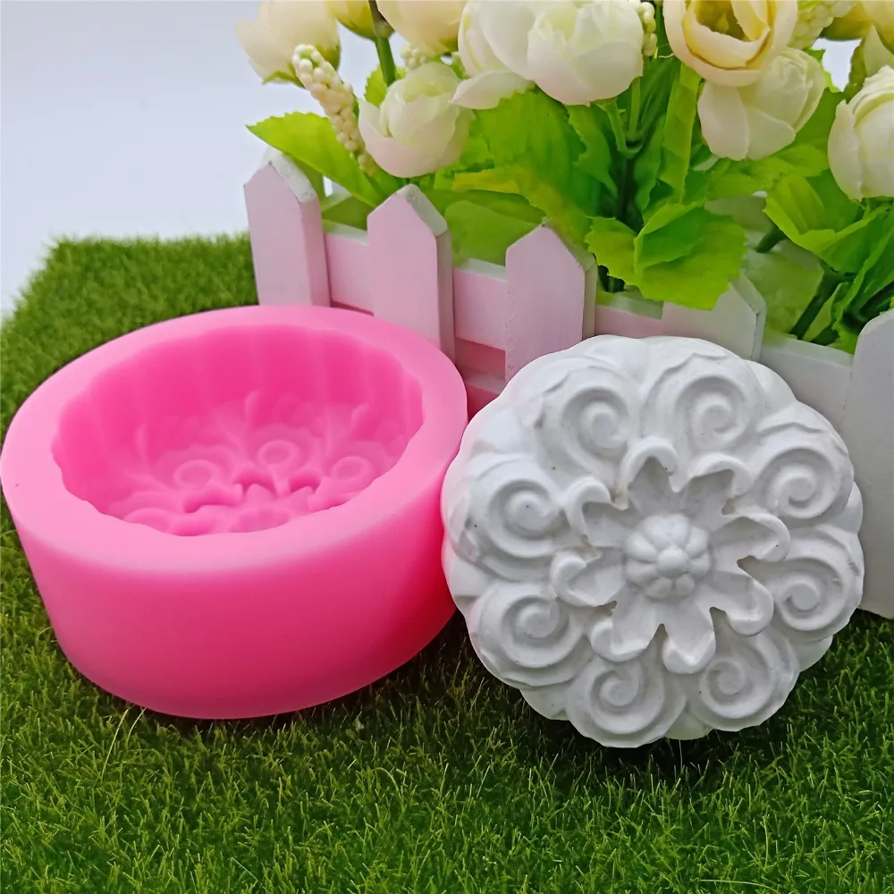 Round Flower 3D Silicone Soap Mold Handmade Silicone Molds For Soap