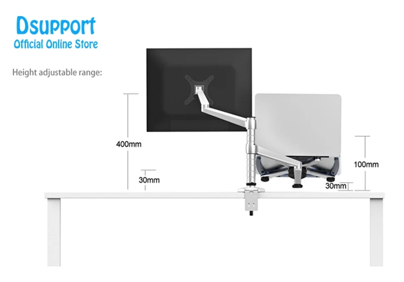 Мультимедийный Рабочий стол с двумя кронштейнами 25 дюймов Monior держатель+ владелец ноутбука настольная подставка полный движения двойной монитора держателя подставка для рук OA-7X