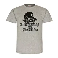 Новинка, летняя мода, Мужская футболка, жесткая, как сталь, жесткая, как кожа, девиз, Череп, кости, солдат, армия, Бундесвер, повседневная