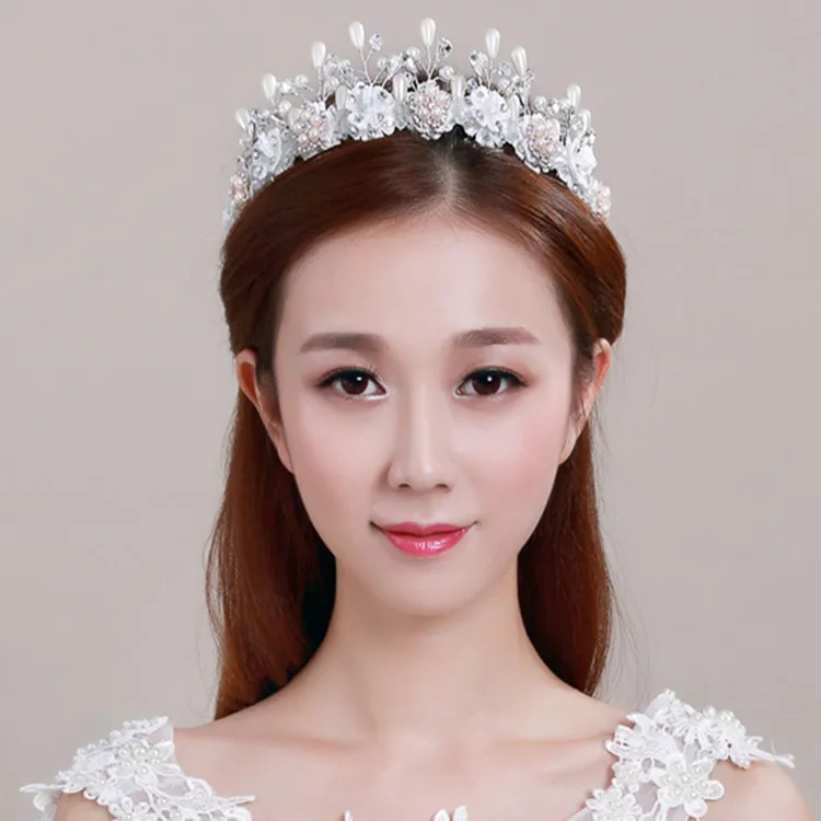 Fashion Pearl Crystal Bead Hair Crown Gold Wire Branch Wedding Bridal