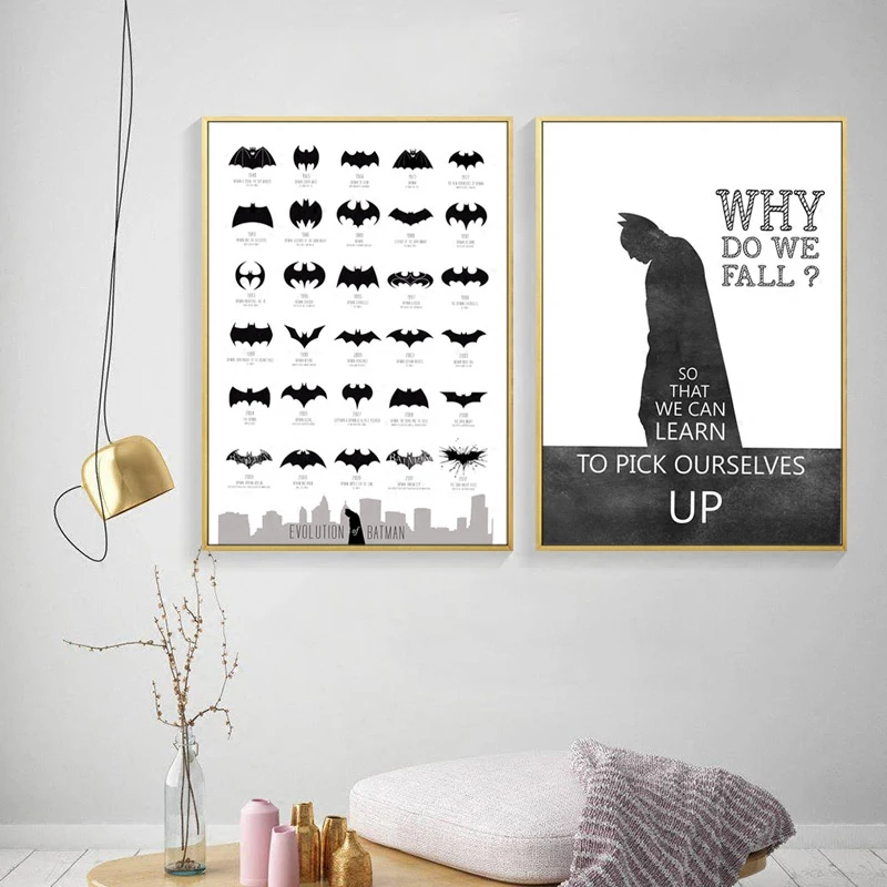 

Batman Superhero Wall Art Canvas Painting Superman Nordic Poster Decorative Cartoon Kids Wall Pictures For Living Room Unframed