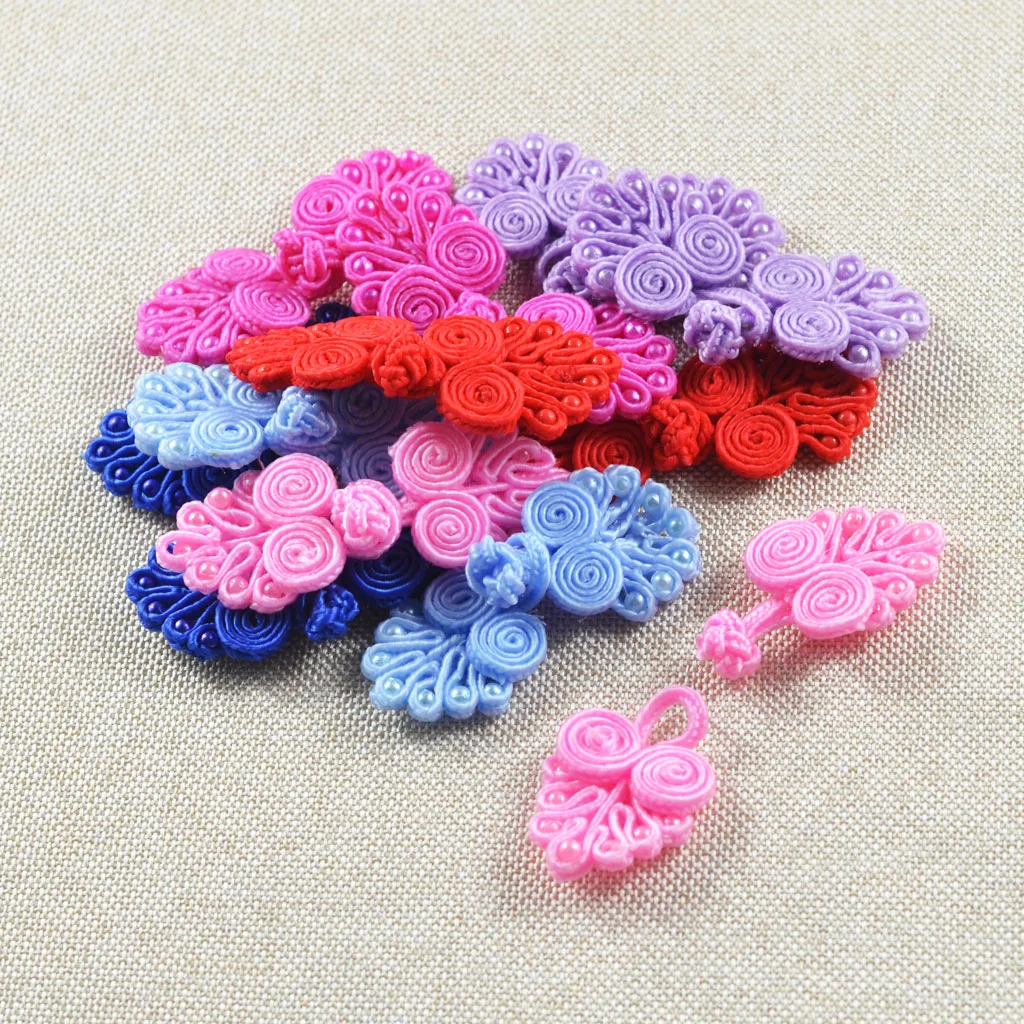 12pcs Chinese Knot Frog Buttons for Cheongsam Dress DIY Hair Accessories