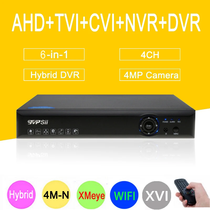 

4MP Surveillance Camera Blue-Ray Hi3520D Xmeye 4M-N 4CH 4 Channel 6 in 1 Hybrid XVI CVI TVi NVR AHD CCTV DVR Free shipping