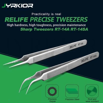 

RELIFE High Toughness Precision Fine Tip Tweezers RT-14A Anti-Static Anti-Slip Clip Flying Line For Phone Mainboard Repair