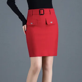 

2020 Spring New Arrival Slim High Waist Elegant Pencil Skirt Bag Hip Skirt Women With Belt Office Skirts Womens Free Shipping