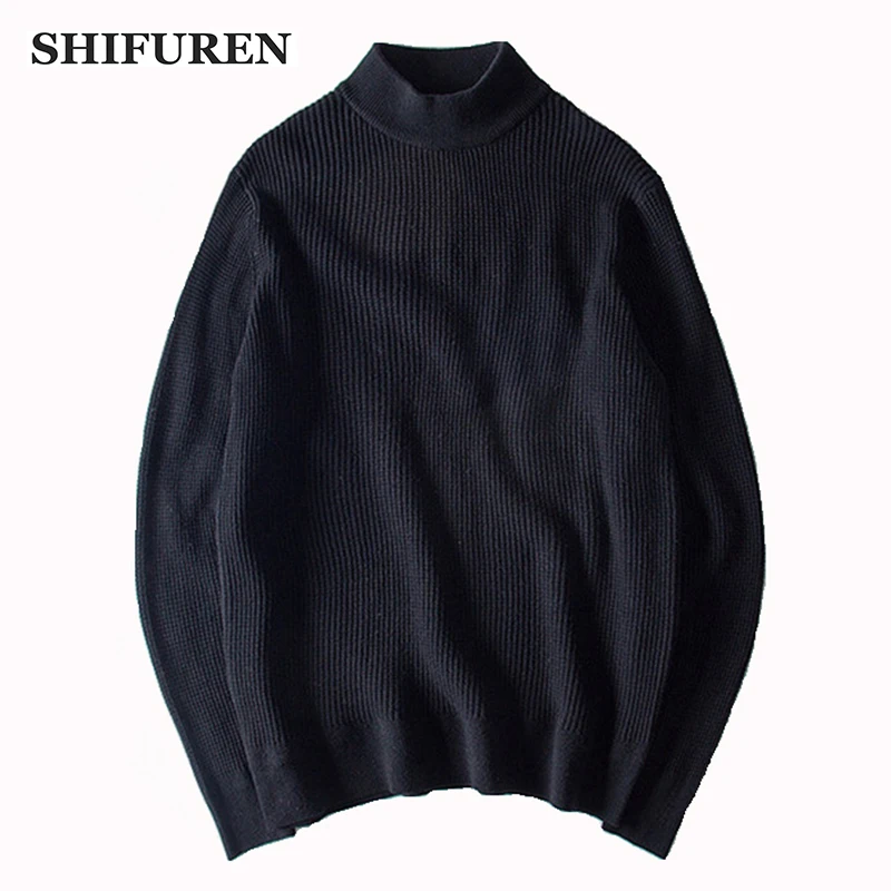 

SHIFUREN Winter Men's Sweaters Long Sleeve Pullover Loose Fit Causal Female Warm Knitted Sweaters Jumpers Knitwear Solid Color
