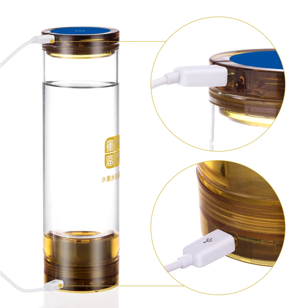 Billige Implantiert quantum Wasserstoff reiche generator flasche wasser ionisator Anti Aging H2 Trinken wasser Drahtlose übertragung fabrik glas