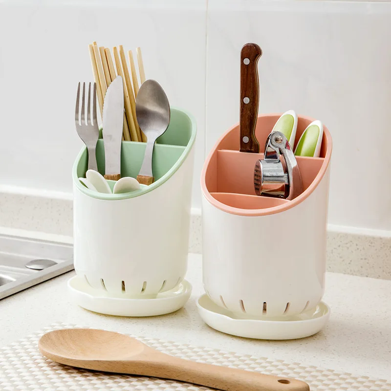 

3 Layer Cutlery Holder Drainer Rack Plastic Chopsticks Storage Tube Kitchen Storage Box Spoon Fork Shelf Organizer Prateleira