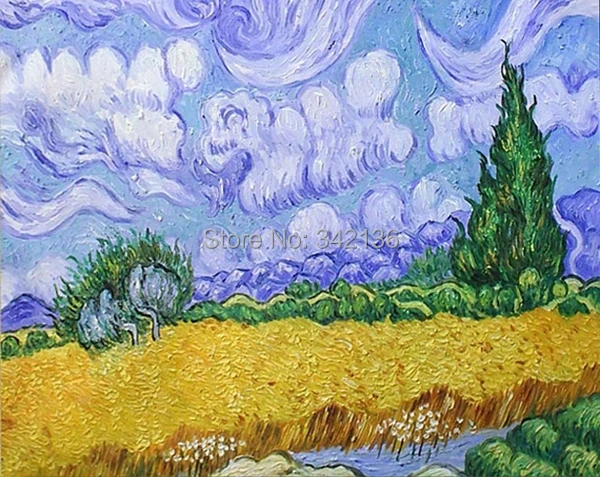 

Wheat Field with Cypresses handpainted oil painting modern painting gift for friends home wall decoration No Frame