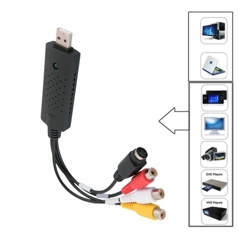 

USB Video Capture Card AV Signal Data Acquisition Card For DV Camera VCR/DVD Player Video Surveillance PC