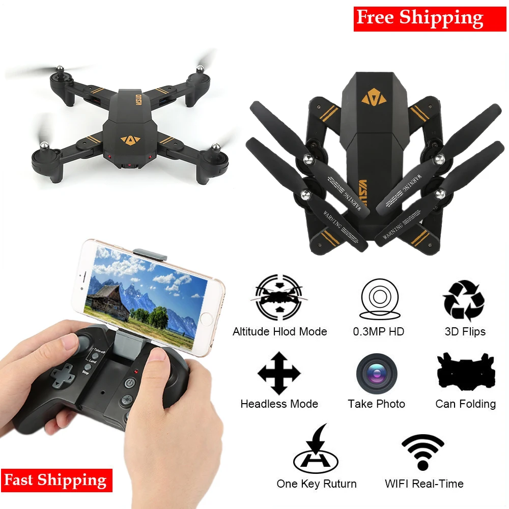 

XS809W Mini Foldable Drone RC Selfie Drone with Wifi FPV HD Camera Headless Mode RC Quadcopter Drone Portable Model