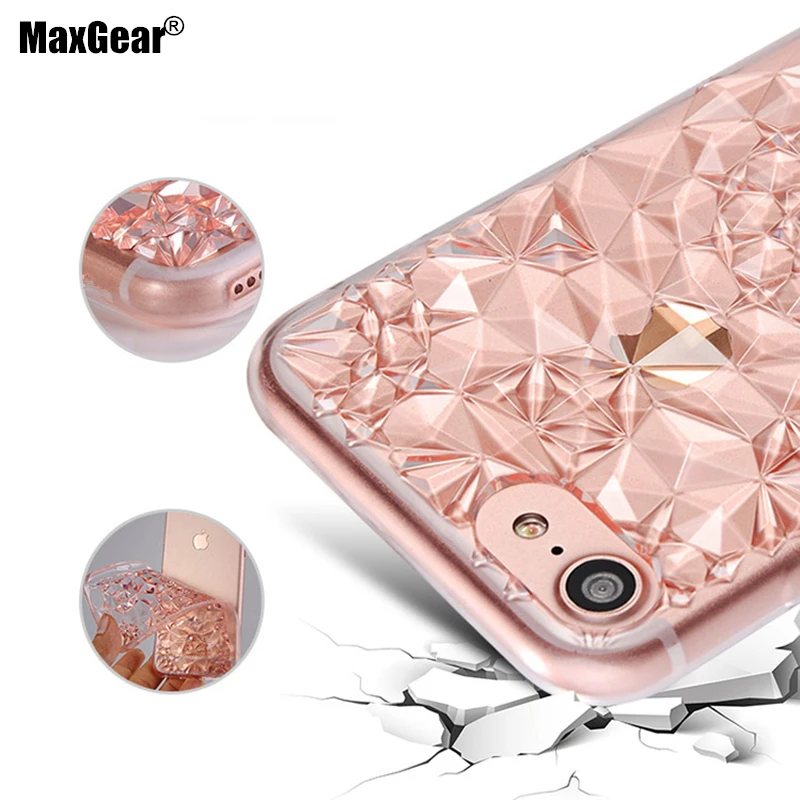 Чехол с 3D алмазным узором для iPhone 6 6S 7 Plus прозрачный мягкий чехол из ТПУ