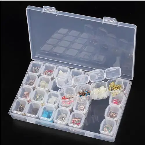 28 Grid Diamond Painting Accessory font b Case b font Clear Plastic Beads Weather Storage Box