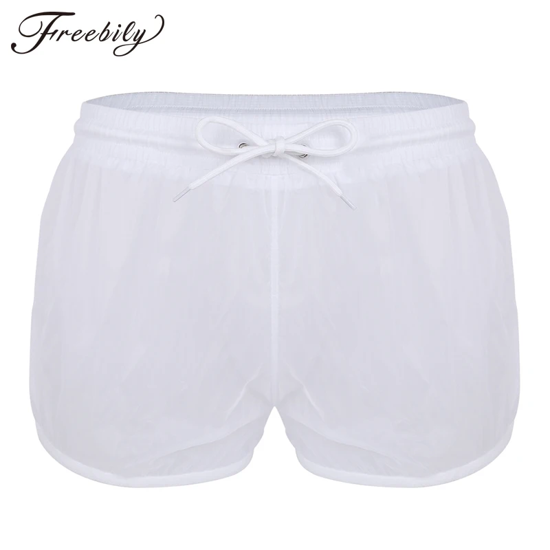 

Summer Swimwear Men Transparent Shorts Beach Trunks Man Sexy See Through Board Shorts Drawstring Lightweight Boxers Underwear