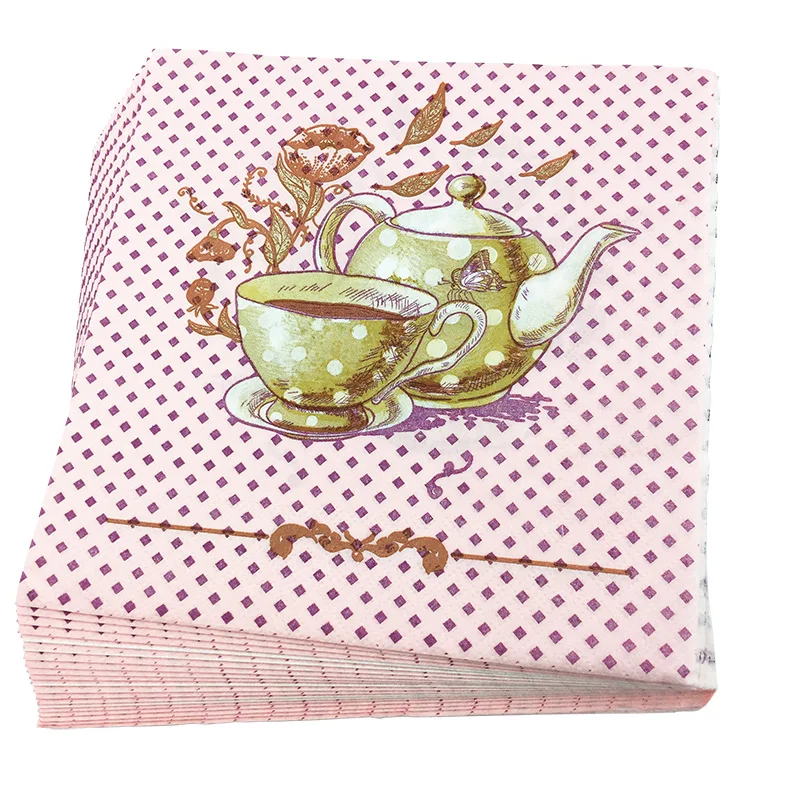 20pcs/lot Lovely Cartoon teapot Paper Napkins tea&coffee time cute