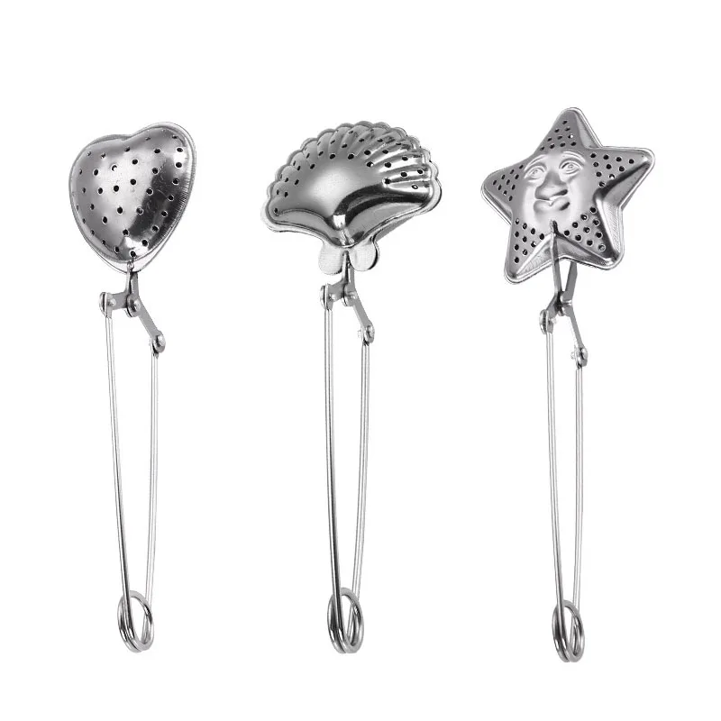 

UPORS New Heart Shell Star Shape Tea Strainer Stainless Steel Tea Filter Mesh Tea Infuser Spice Tea Diffuser Kitchen Accessories