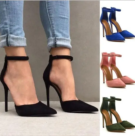 

Women sandals 2019 newst Sexy Pointed Toe High Heels Summer Ladies thin Heels Shallow shoes wedding Pumps Plus size 34-42 Y433