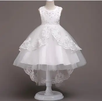 

Children's lace performance princess dress girls lovely one piece sleeveless mesh dancing dress Family Matching Outfits R495
