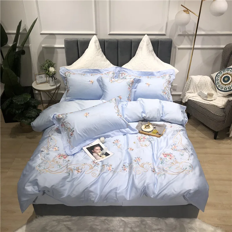 Little Daisy embroidery Bedding Sets girls Beddingset egyptian cotton Bed Linen Duvet Cover Bed Sheet Pillowcase/bed Sets 4/7pcs - Цвет: 10