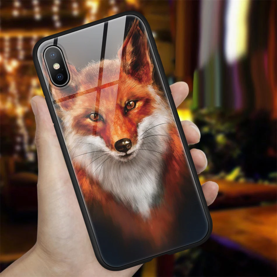 Роскошный чехол для телефона с изображением лисы для iPhone XS MAX 7 8 10 6 S XR, чехол для iPhone 8 7 6 6s Plus X 7plus 8 plus, силиконовый чехол