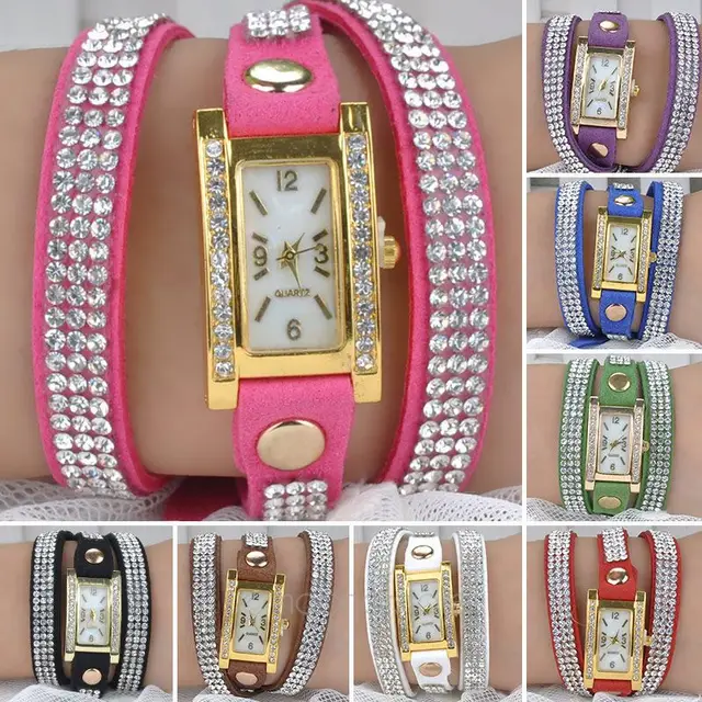 Wholesale Fashion Korean Style Leather Crystal Rhinestone Inlaid Watch Luxury Re Wholesale Fashion Korean Style Leather Crystal Rhinestone Inlaid Watch Luxury Re