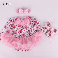 Bébé Fille Infantile 3 pcs Vêtements Ensembles À Manches Longues Tutu Barboteuse Robe/Jumpersuit + Bandeau + Chaussures Bebe D’anniversaire partie Costumes Robe